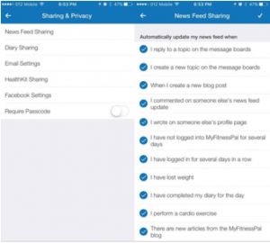 MyFitnessPal 应用程序为用户提供了许多隐私和共享设置。他们非常清楚用户如何定制他们的设置。