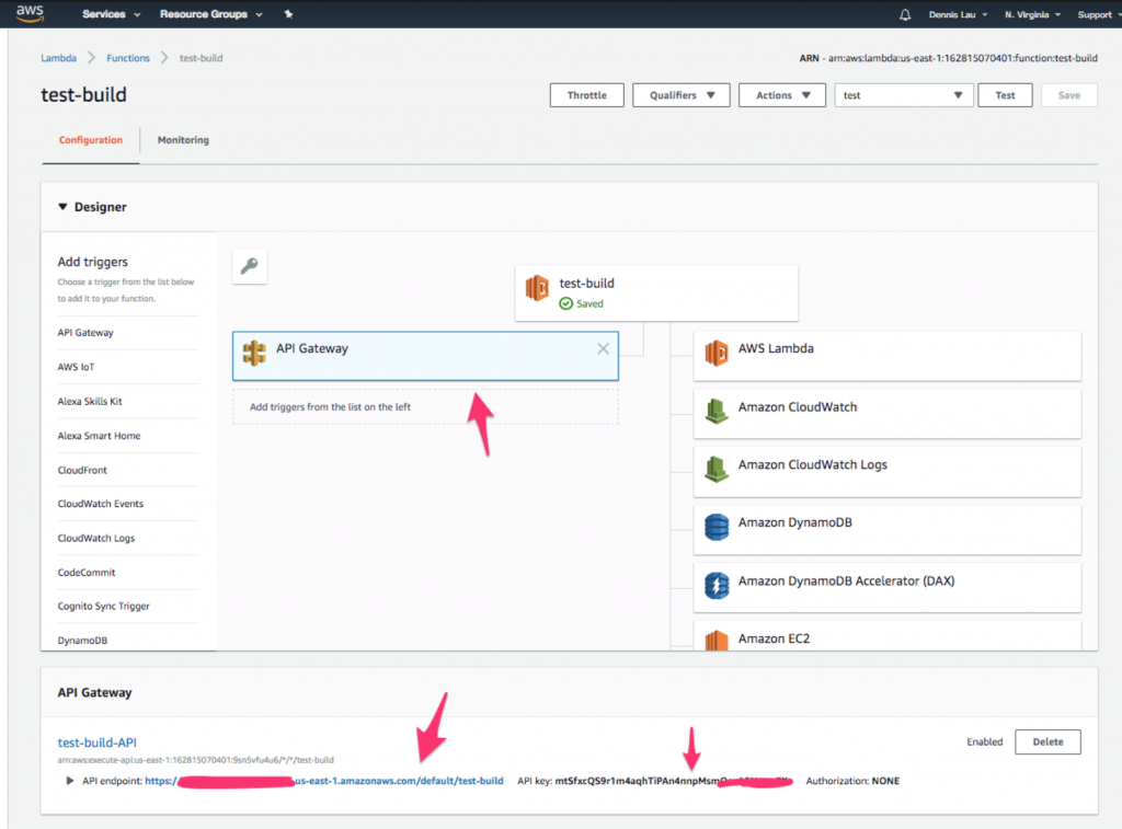 أين يمكن العثور على رمز API Gateway في وظائف AWS Lambda.