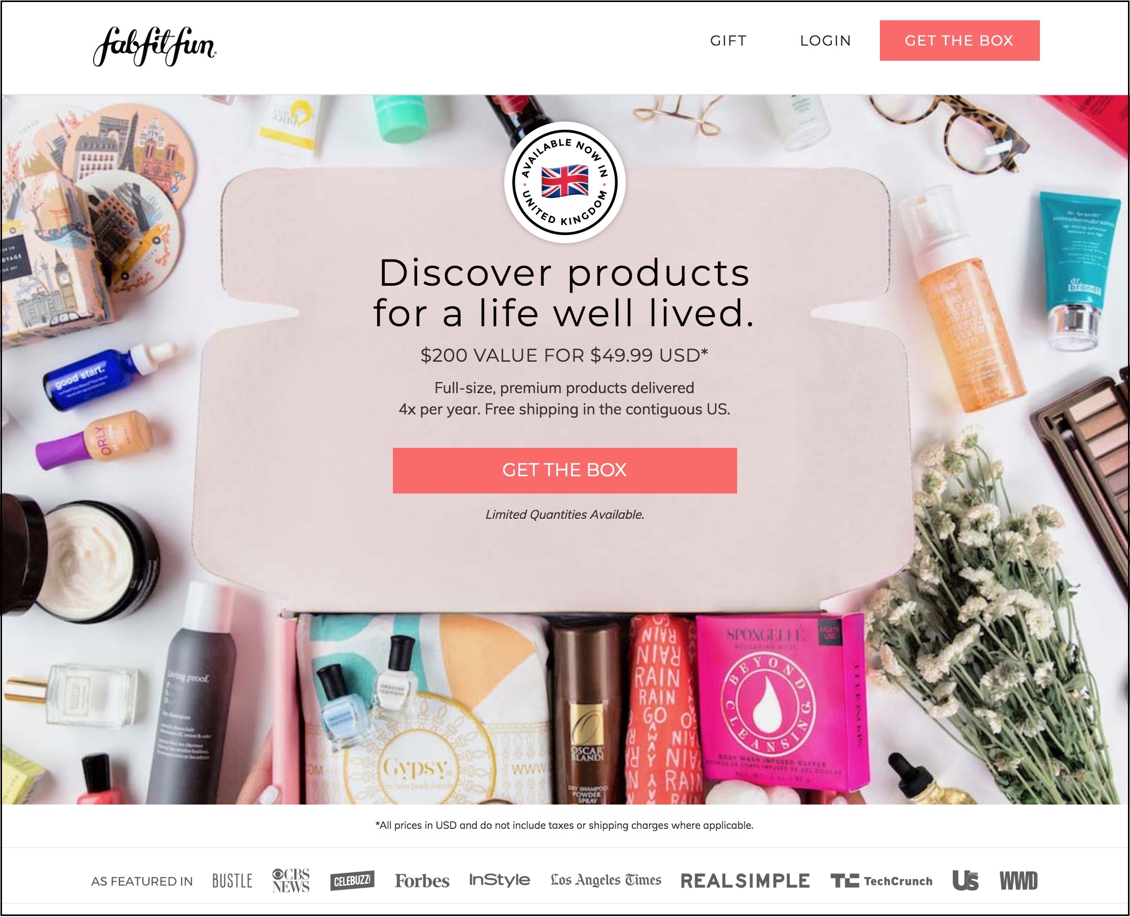 Homepage der FabFitFun-Website