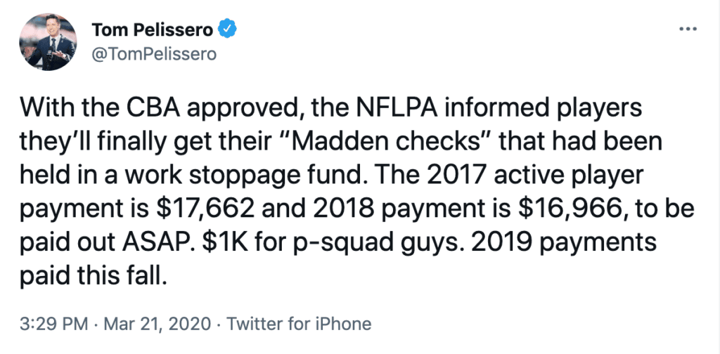 为 Madden 比赛付费的 NFL 球员展示了职业选手和 NCAA 之间的 NIL 差异