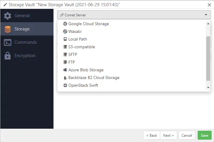 <p><i><span style="font-weight: 400;">Adding a storage vault in </span></i><a href="https://www.capterra.com/p/162943/Comet-Backup/"><i><span style="font-weight: 400;">Comet</span></i></a><i><span style="font-weight: 400;"> (</span></i><a href="https://www.capterra.com/p/162943/Comet-Backup/"><i><span style="font-weight: 400;">Source</span></i></a><i><span style="font-weight: 400;">)</span></i></p>
