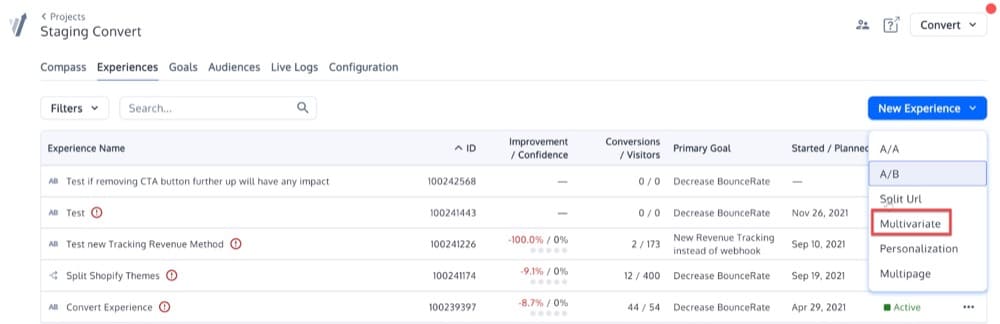 วิธีสร้าง MVT ใน Convert Experiences