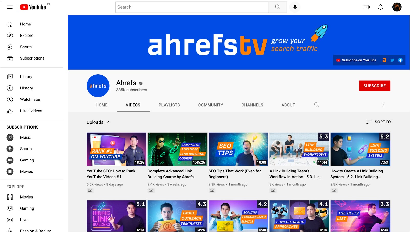 YouTube - Ahrefs