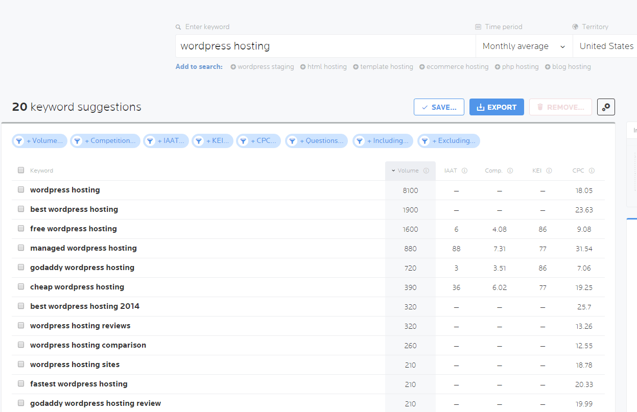 WordTracker 關鍵字