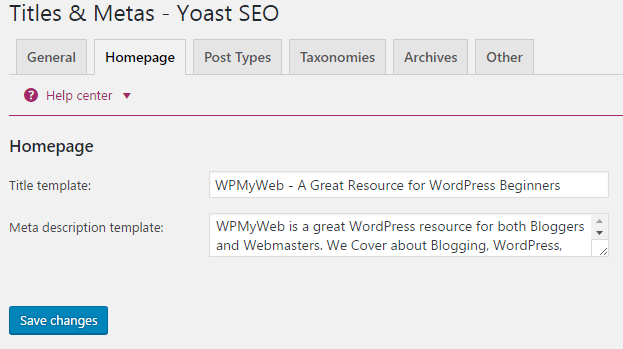 Yoast SEO 主页设置