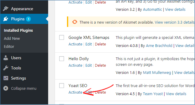 安装和激活 Yoast SEO 插件