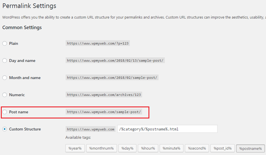 Structuri de permalink WordPress