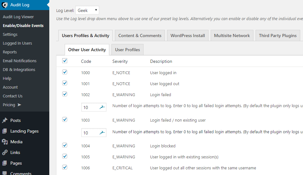 Audit-Log-Ereignisse