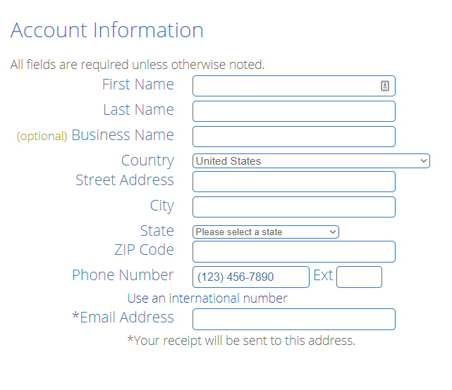 Bluehost Account Information