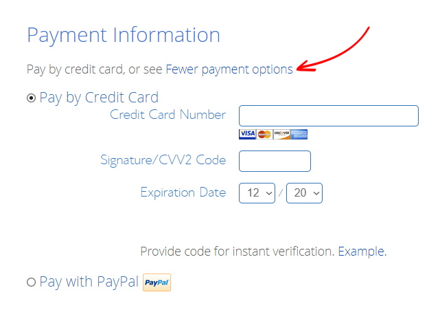 Bluehost Payment Information