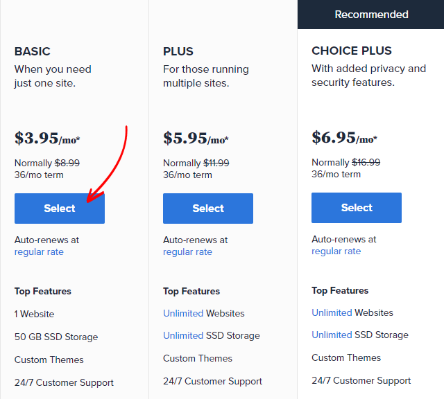 Bluehost Shared Hosting Plan