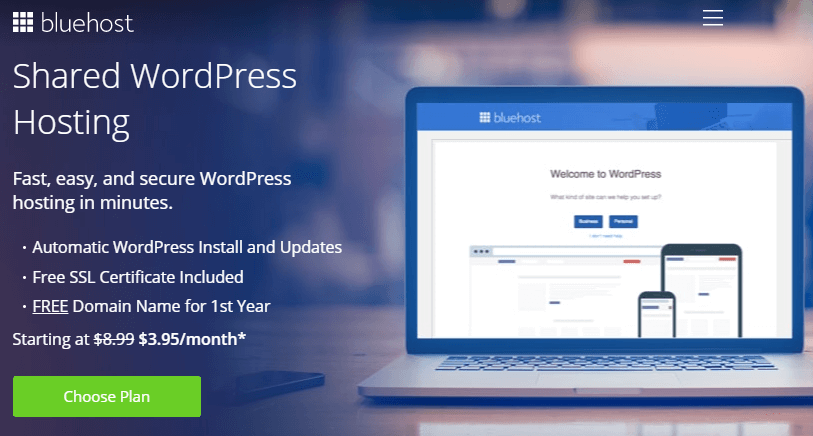 Bluehost WordPress hosting