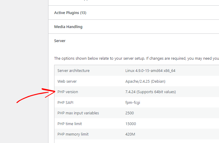 Checking PHP version in WordPress