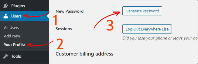 在 WordPress 中生成新密碼