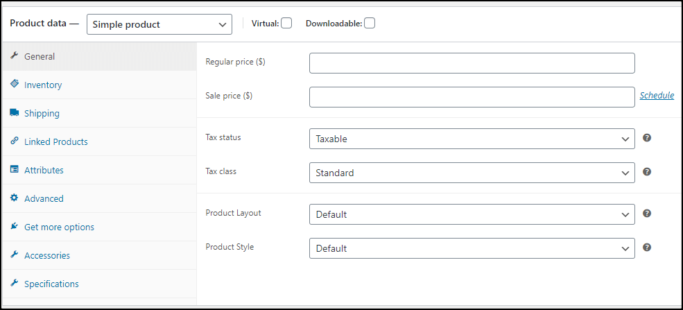 WooCommerce 產品數據