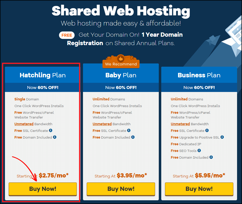 Hostgator shared plans