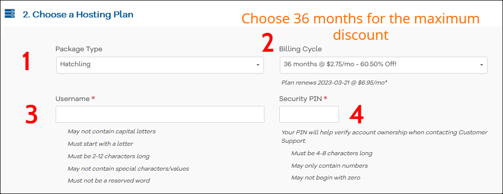 HostGator Choose a hosting plan