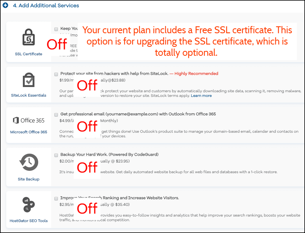 Hostgator Add Addons