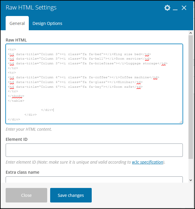 WPBakery 原始 HTML 設置