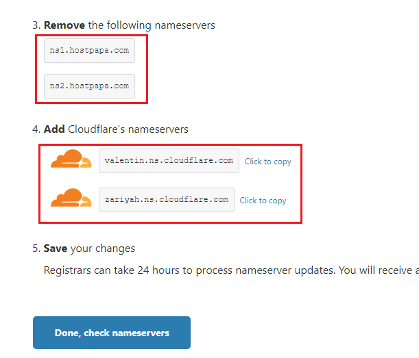 Update Cloudflare Nameservers