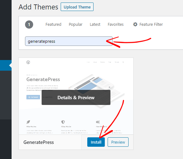 Generatepress theme install