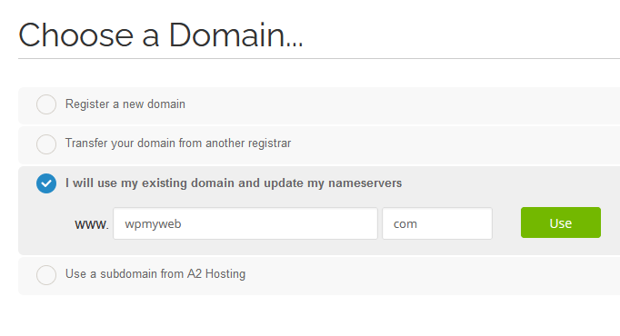 A2 Hosting Add a Domain