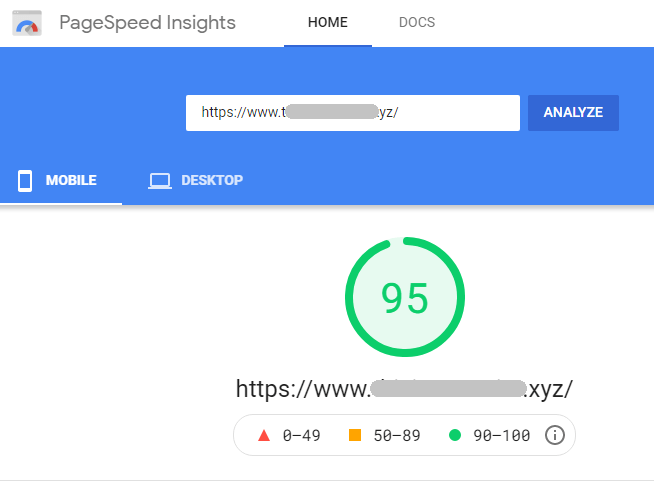 Google Page Speed Test on A2 Hosting