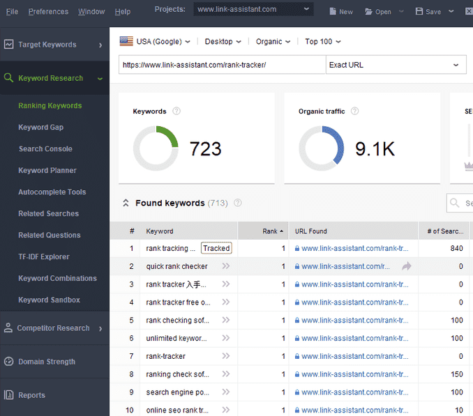 Rank Tracker Keywords