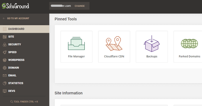 SiteGround Control Panel