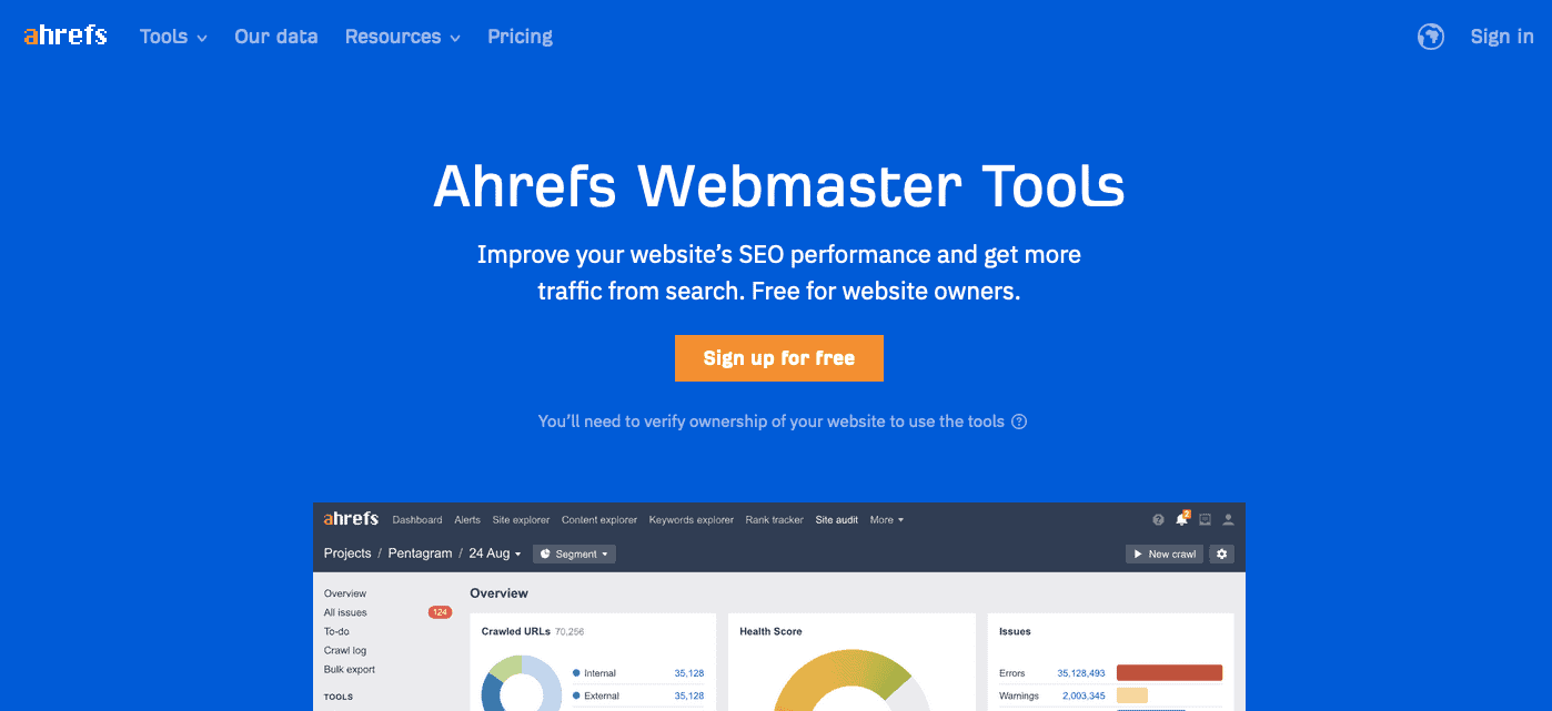 Alat Webmaster Ahrefs