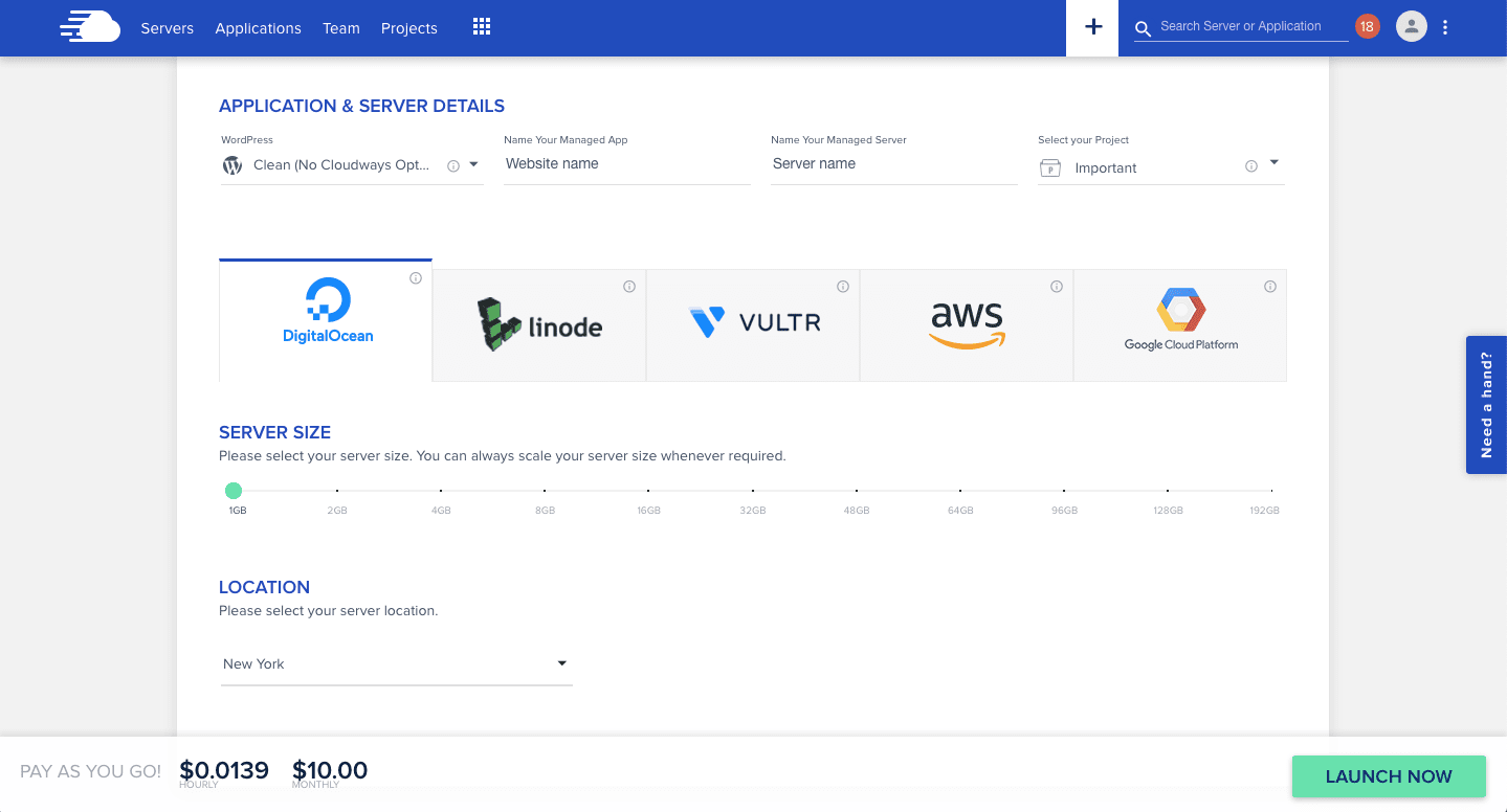 Pengaturan Server Cloudways