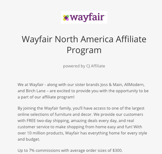 Wayfair Ortaklık Programı