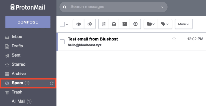 Protonmail Bluehost E-postası Spam Olarak İşaretlendi