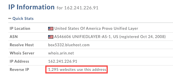 Bluehost Ters IP Araması