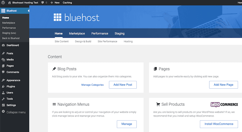 Bluehost WordPress Kontrol Paneli