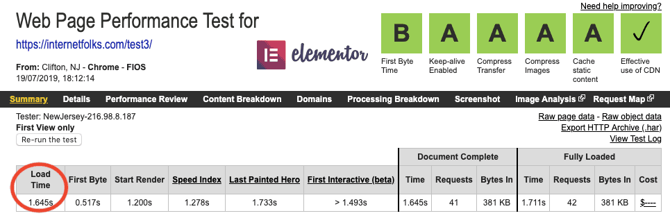 Elementor Page Speed