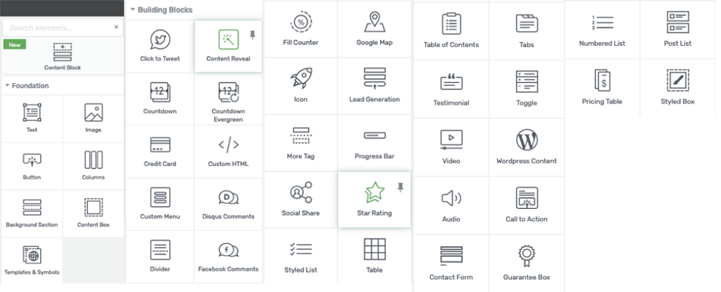 All Thrive Architect Elements