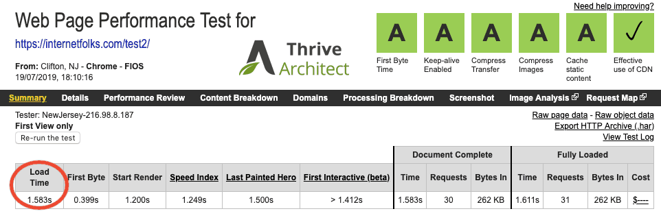 Thrive Architect Page Speed