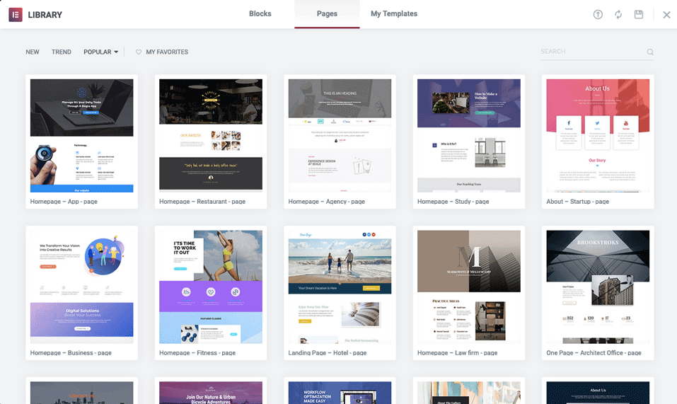 Elementor Template Library