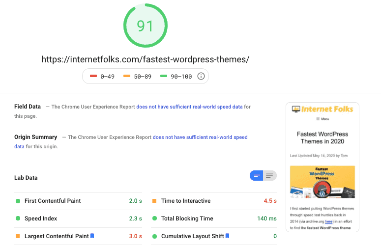 Vitali Web principali di Internetfolks Mobile Pagespeed