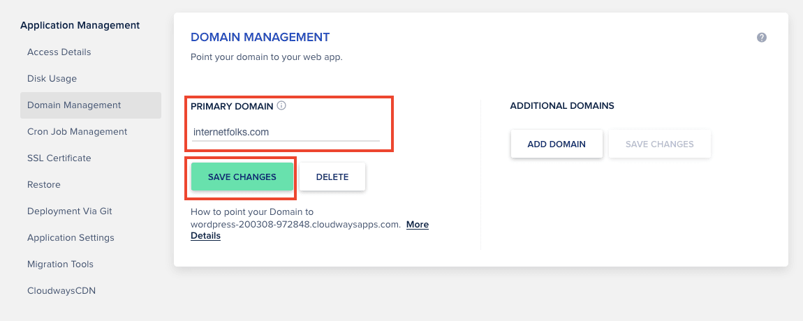 Cloudways 添加域名