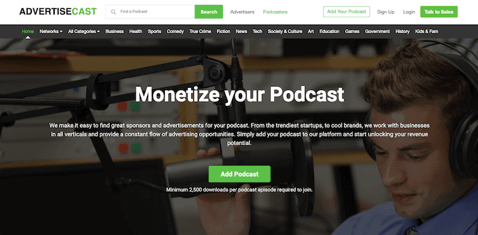 Piattaforma di monetizzazione dei podcast Pubblicizzacast