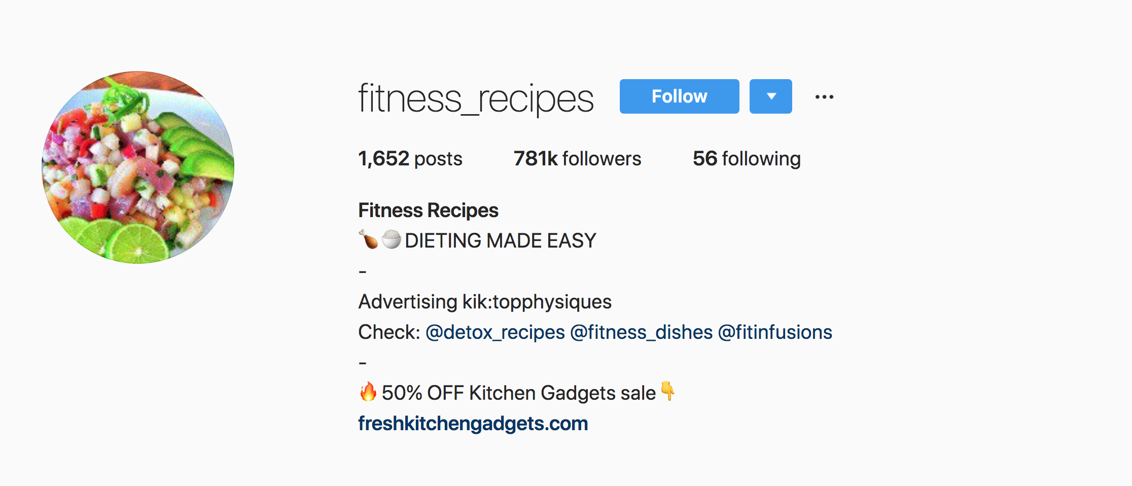 Beispiel für einen Fitness-Influencer, der mit dem erweiterten Suchoperator von Google gefunden wurde