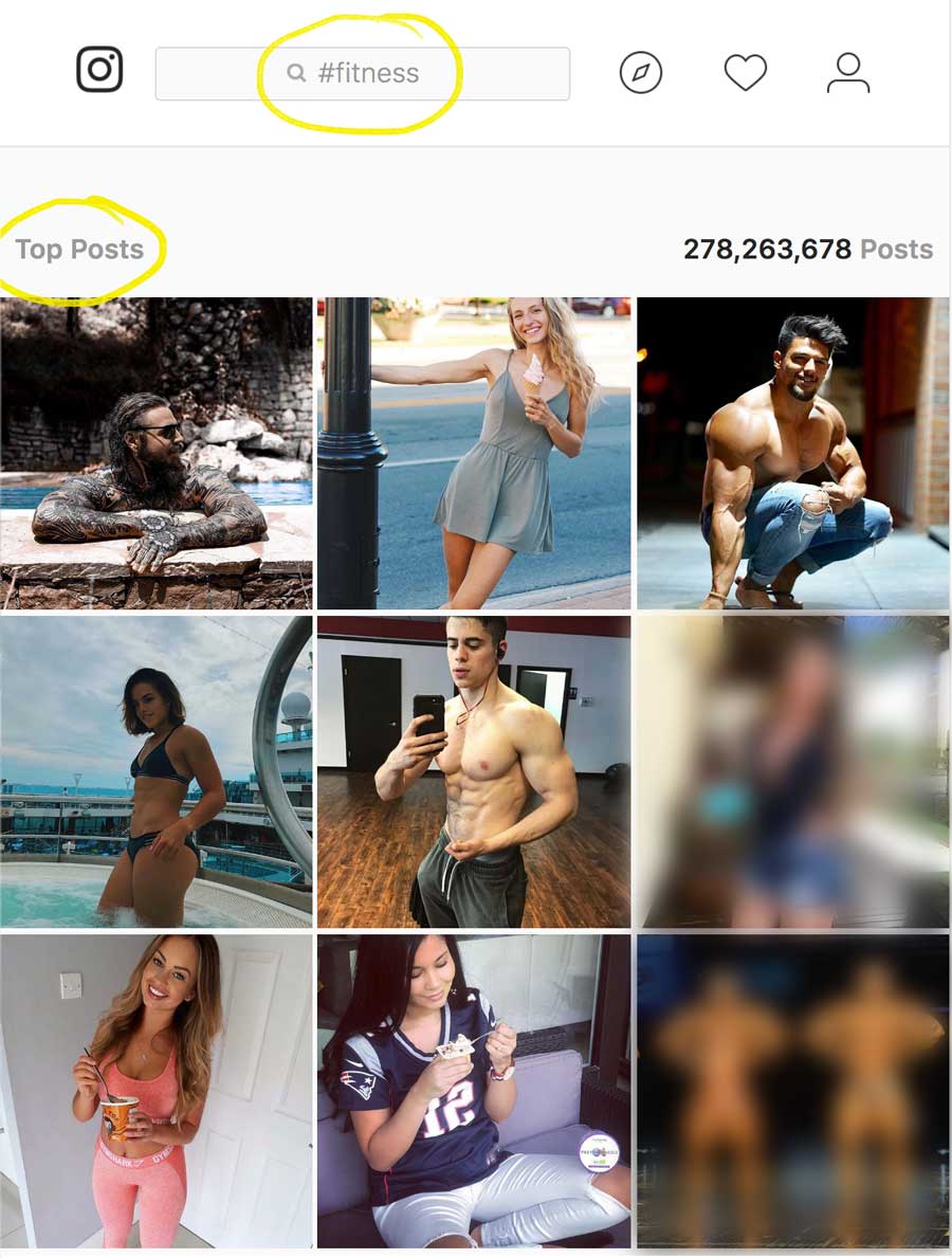 Beispiel für Instagram Top 9 Posts für Fitness-Hashtags