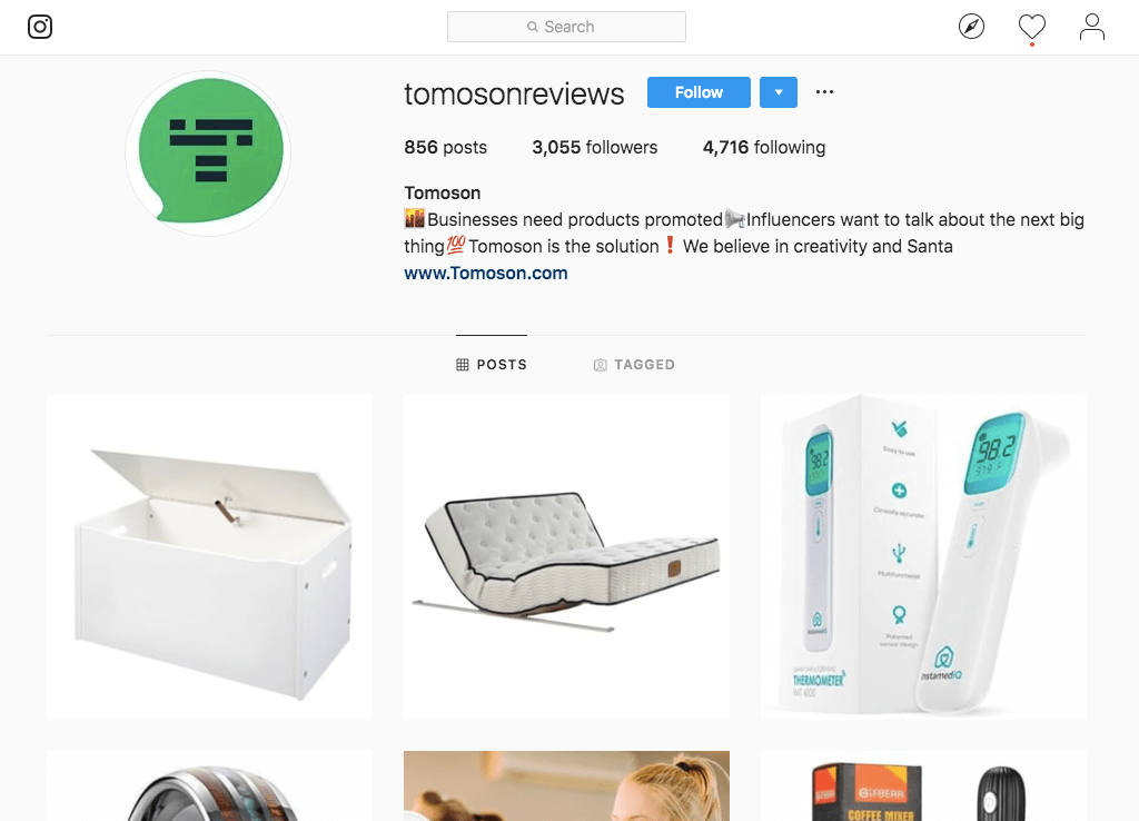 tomoson instagram 截图