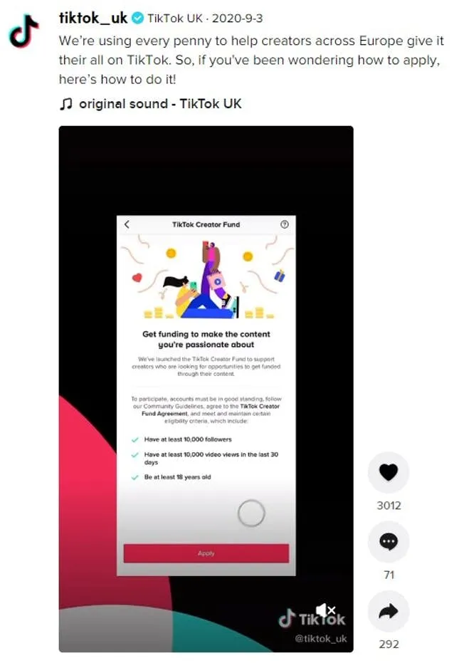 TikTok creator fund