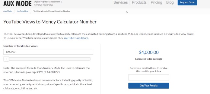 YouTube Money Calculator