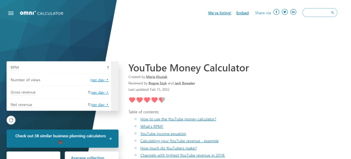 YouTube Money Calculator