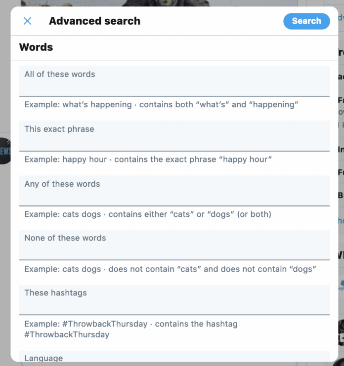 twitter advanced search