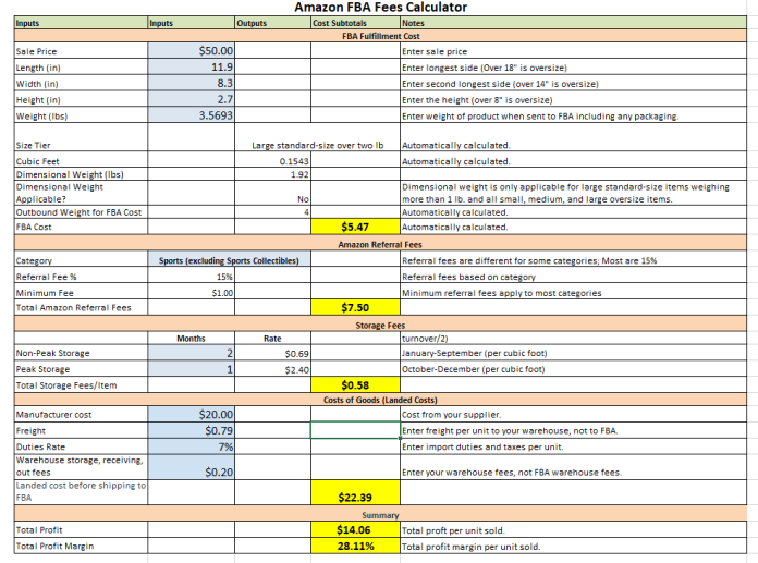 amazon fba calculator